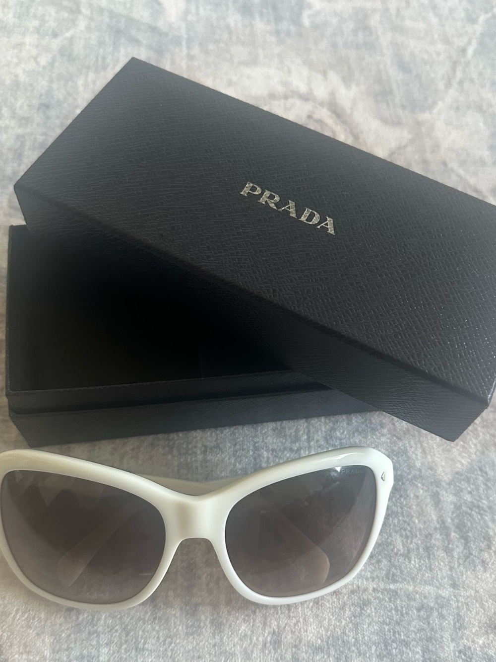 Prada White Cat-Eye Women's Sunglasses with Gradient Lenses